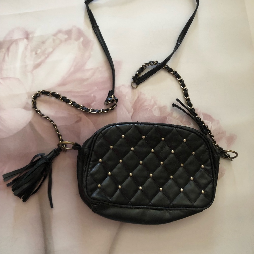 Crossbody bag studded black cute zipper